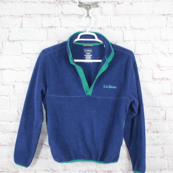 LL Bean Classic Fleece Lightweight Pullover Sweater Polyester Blue Size Small - Picture 2 of 10
